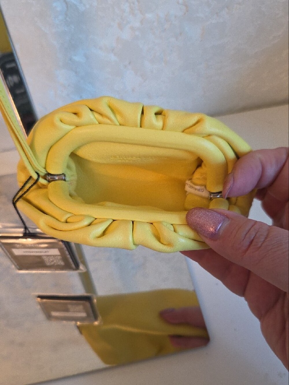 Bottega Veneta Lemon Yellow Mini Shoulder Pouch With COA - Picture 4 of 10